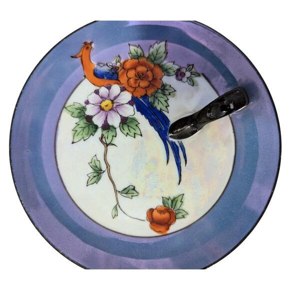 Vintage Noritake Japan Iridescent Plate Serving Dish Porcleain Hand Painted - Picture 2 of 8